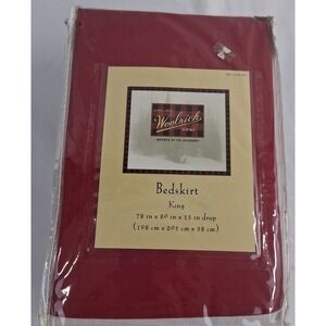 Woolrich Home King Bed Skirt Burgundy Red & White 15 Inch Drop Cotton Blend NEW!